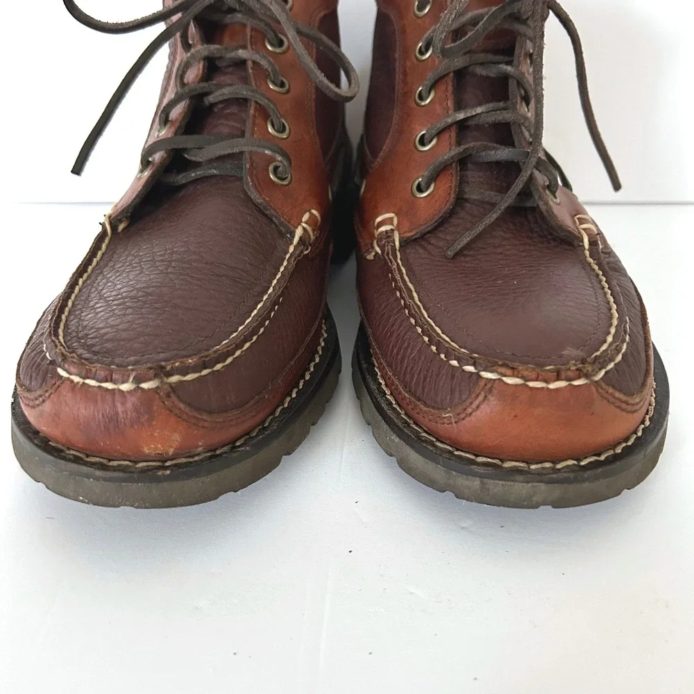 L.L. Bean Eastport Chukka Boots Men 10 D Brown Leather Lug Sole Moc Toe 244479